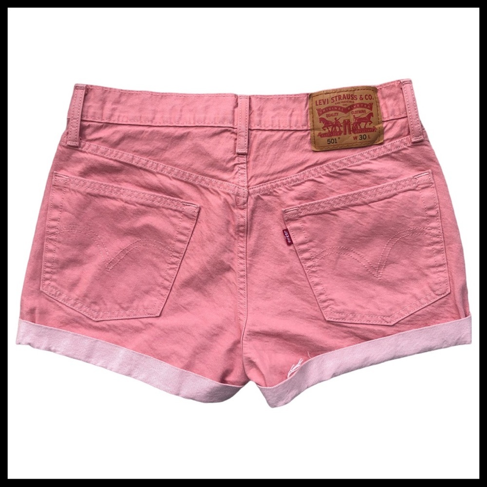 Levi’s 501 Mid-Rise Denim Shorts in Salmon/Pink